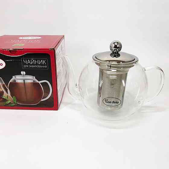 Скляний заварник Con Brio 1 л CB-6310, Заварний чайник скляний з ручкою, Заварник для трав LF-31 Івано-Франківськ