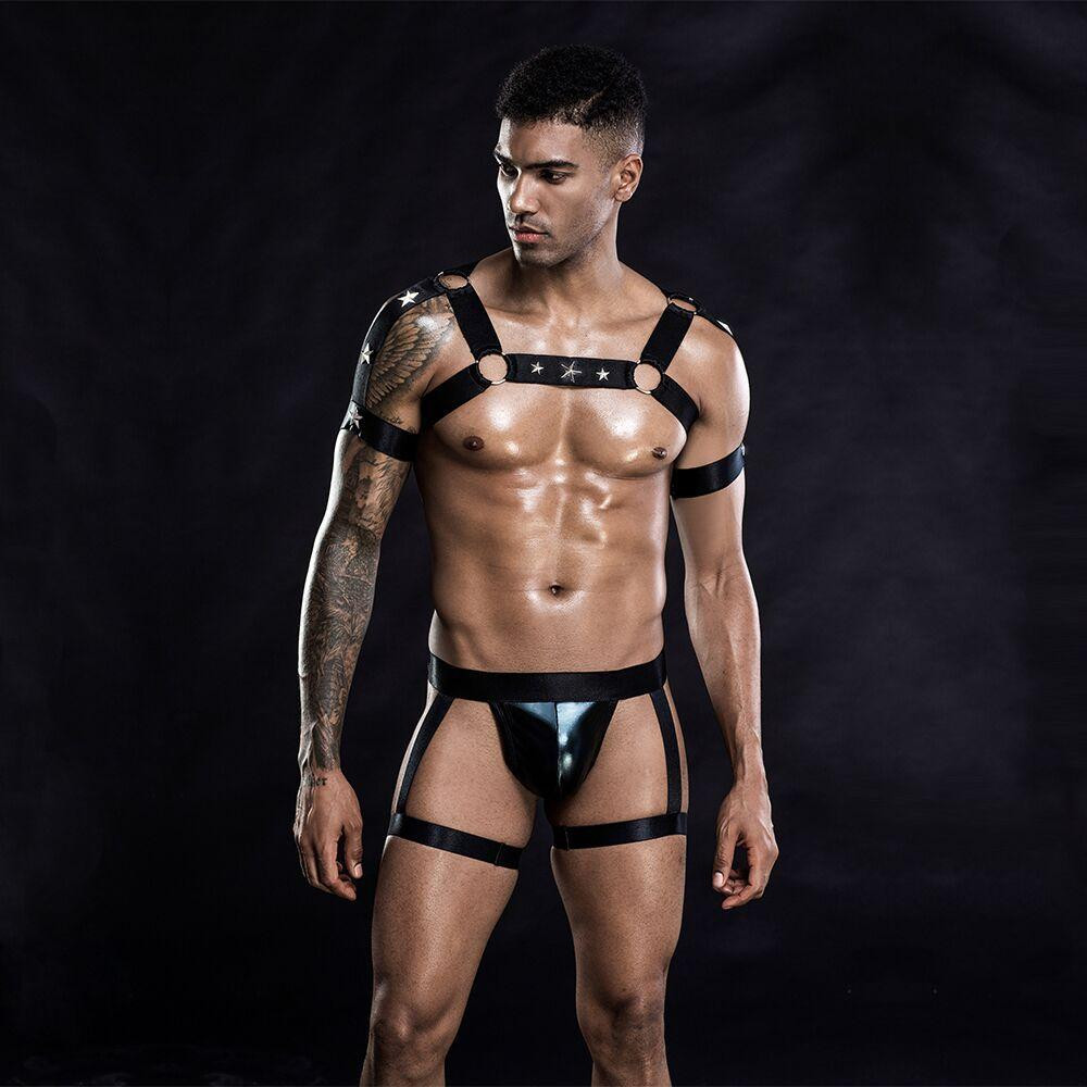 Еротичний комплект для чоловіків труси + портупея One Size Black Sex Aura Київ - фото 2
