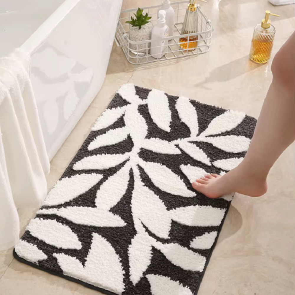 Коврик для ванной и душа коврик для ног в ванную комнату,микрофибра,атискользящий 40х60 см,серый с листьями Каменец-Подольский - изображение 7