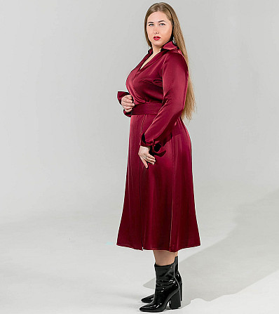 Шовкова сукня Муза Trand на запах (Винний) 52 Вінниця - фото 1