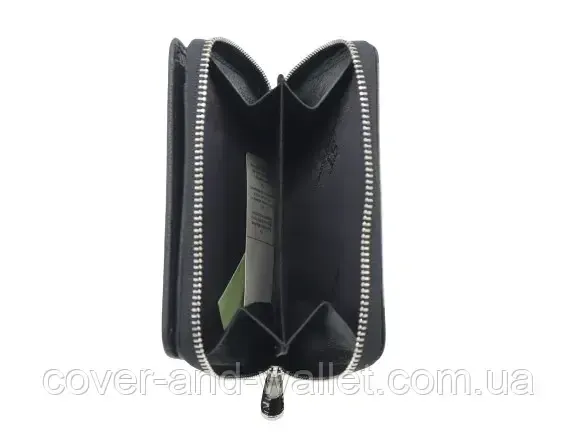 Женский кожаный кошелек черного цвета на магнитах и молнии среднего размера ST 360 Киев - изображение 8