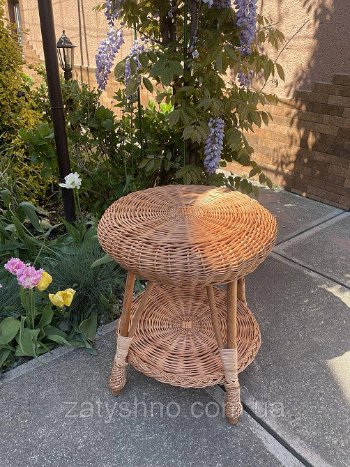 Стіл плетений круглий журнальний Київ - фото 2