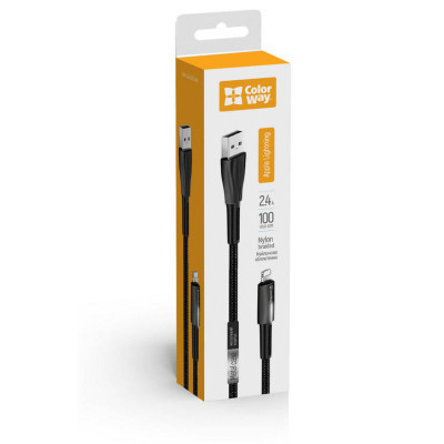 Дата кабель USB 2.0 AM to Lightning 1.0m zinc alloy + led black ColorWay (CW-CBUL035-BK) Винница - изображение 7