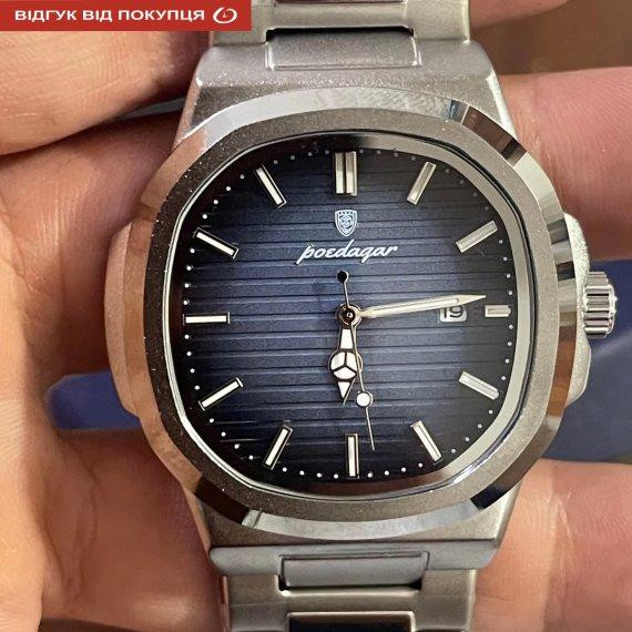Чоловічий наручний годинник Poedagar Great (Сріблястий з синім) Вінниця - фото 7