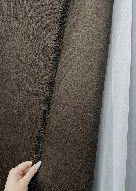 Комплект коротких штор VR-Textil Льон ELEMENTA № 1867ш Венге 130х170см 2 шт (35-0443) Київ - фото 6
