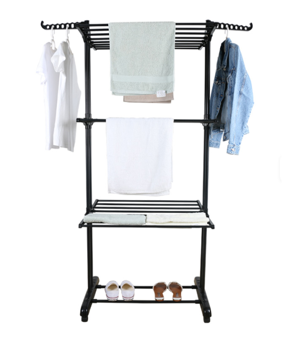 Складна вертикальна сушарка для білизни (72 × 64 × 170 см) 3 рівні + 1 для взуття, Чорна Київ - фото 5