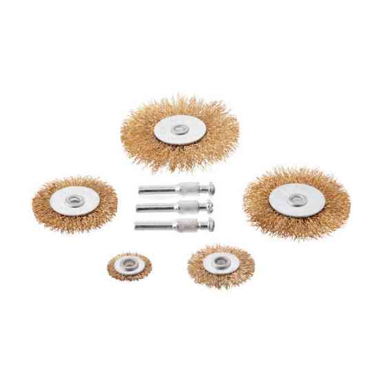 Набір щіток дротяних для дриля, 5 од. (25, 40, 50, 60, 75 мм), латунне покриття INTERTOOL BT-0501 Київ