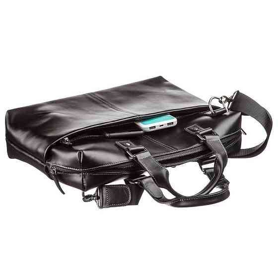 Сумка для ноутбука из гладкой кожи Черная (SHVIGEL) Киев