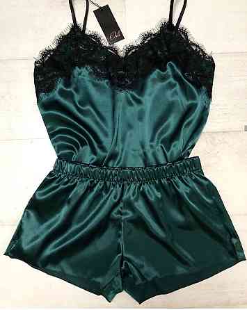 Піжама жіноча з мереживом майка і шорти Зелений XXXL Харків