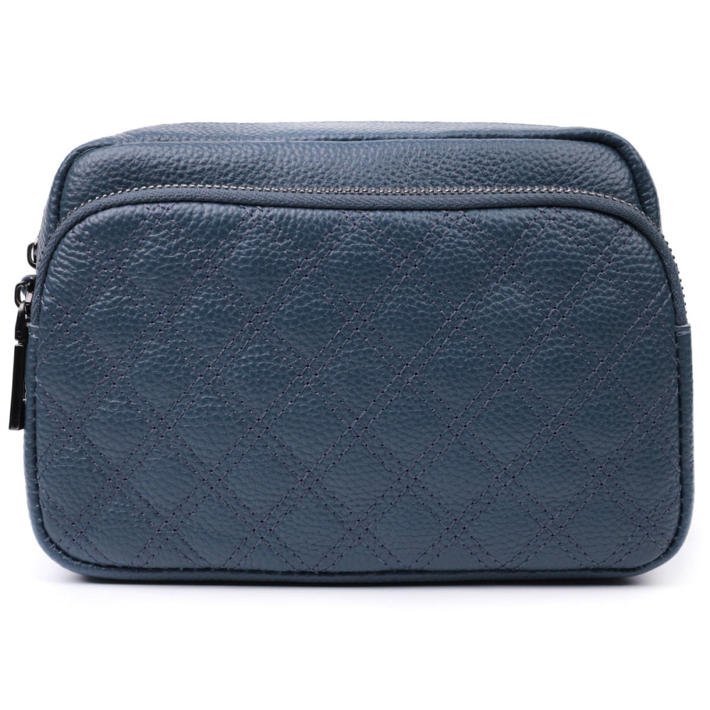 Стильная женская сумка прошитая ромбами на лицевой стороне из натуральной кожи Vintage 22636 Синяя Киев - изображение 5