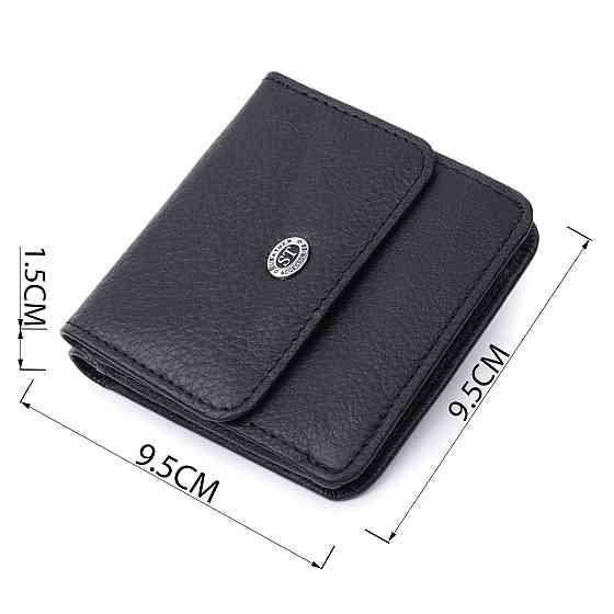 Компактный женский кошелек с карманом для монет из натуральной кожи ST Leather 22690 Черный Киев