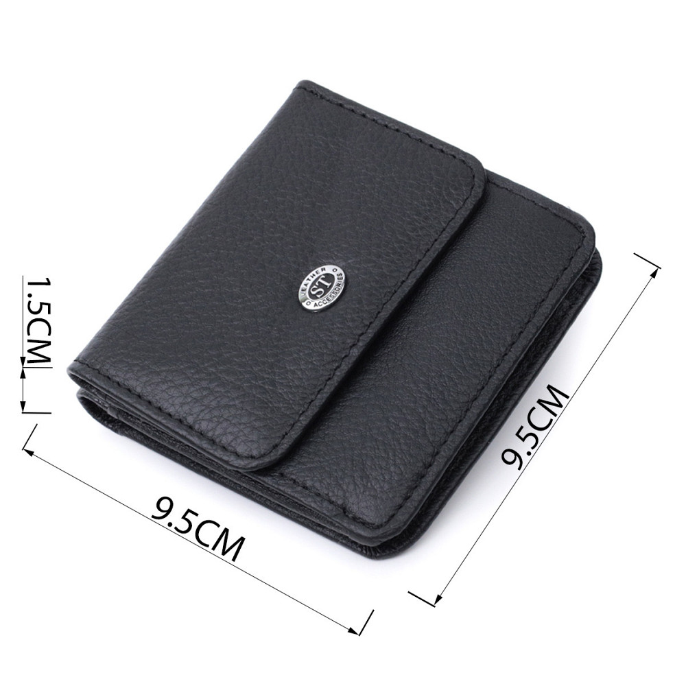 Компактный женский кошелек с карманом для монет из натуральной кожи ST Leather 22690 Черный Киев - изображение 3
