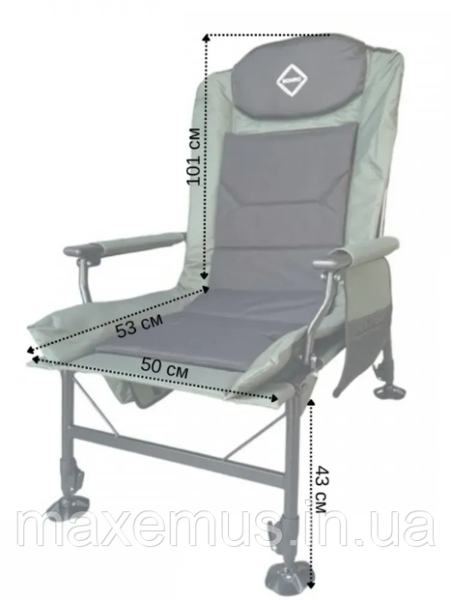 Рыбацкое кресло-шезлонг B22 раскладное с небольшим карманом стул для рыбалки и отдыха темно-зеленое Мостиська - фото 4