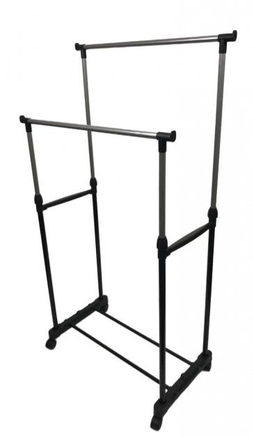 Телескопическая вешалка стойка для одежды напольная Double Pole черная 150*60*35 см Київ - фото 6
