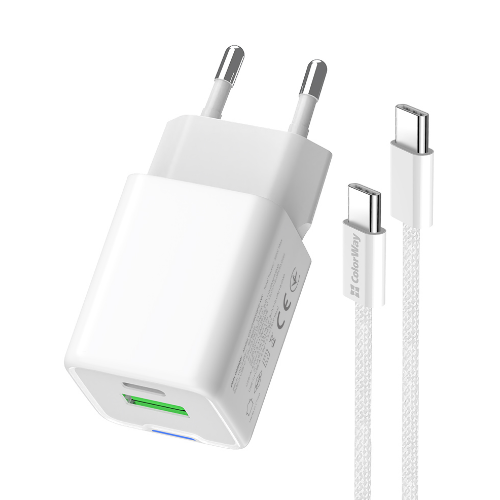 Зарядний пристрій мережевий USB/Type-C + кабель Type-C 35W GaN Mini ColorWay Житомир