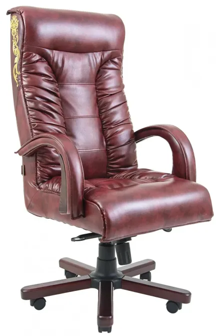 Офісне Крісло Керівника Richman Onyx Madras Bordo Wood Принт М2 AnyFix Бордовий Київ - фото 1