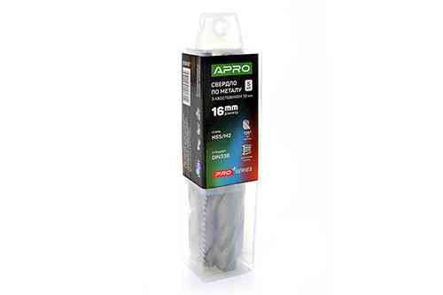 Свердло для металу HSS/M2 (6542) Ø 16,0 мм із хвостовиком Ø 10 мм (тубус, разово 5 шт.) PRO APRO Рівне