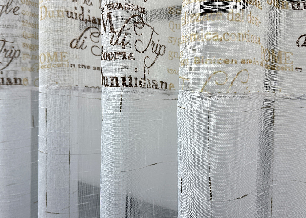 Кухонна тюль-арка VR-Textil № 1794т-1210т льон молочний з коричневим 300х150 см (53-0186) Київ - фото 4