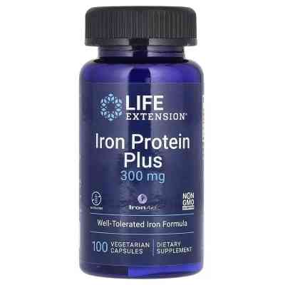 Вітамінно-мінеральний комплекс Life Extension Залізо, Iron Protein Plus, IronAid, 100 вегетаріанських капсул (LEX-16771) Вінниця