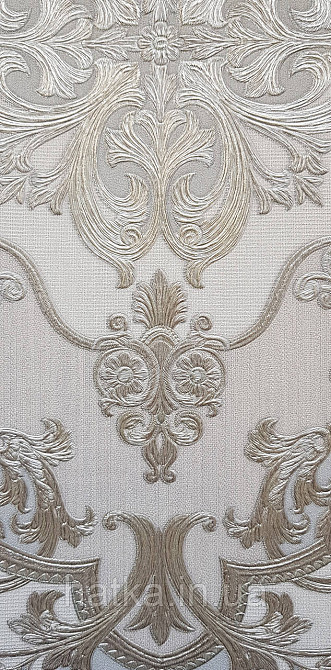 Шпалери вінілові на флізеліні AdaWall Seyyah 1.06х10 вензелю квіти фігури структурні сріблясті на сірому Київ - фото 3