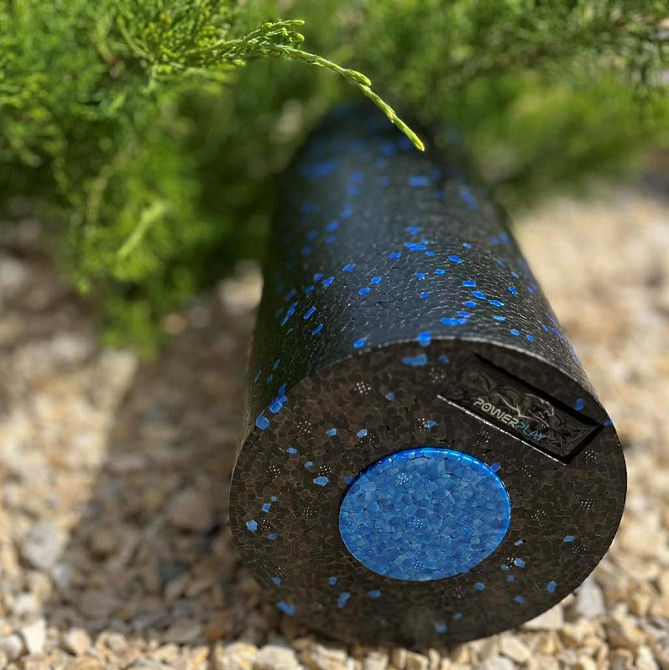 Масажний ролик (роллер) гладкий PowerPlay PP-4348 2 in 1 EPP Foam Roller Чорно/Синій (33x14см.) Кам'янське - фото 5