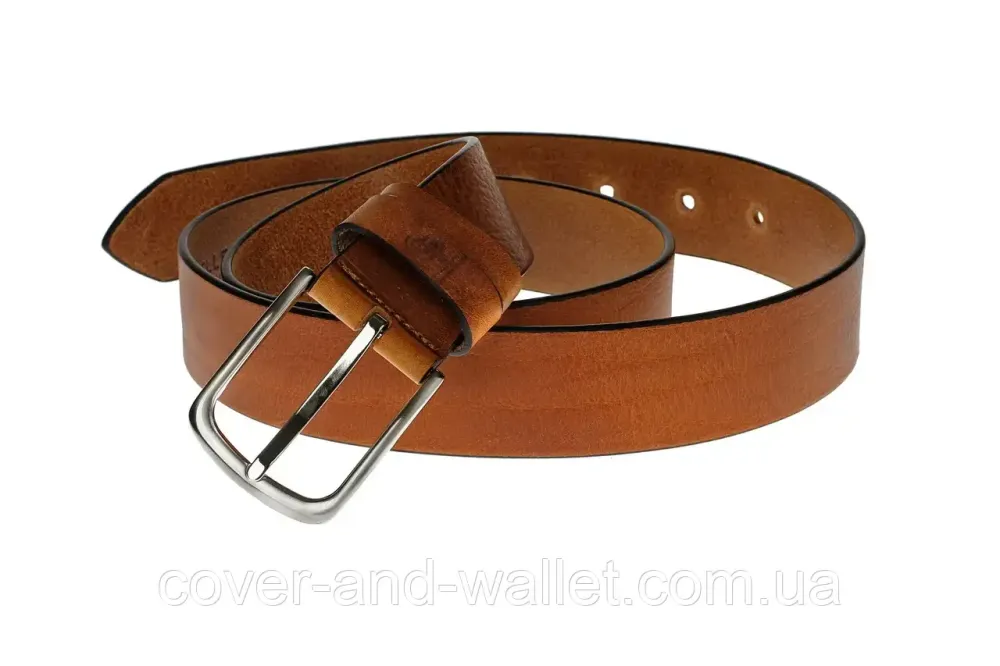 Светло-коричневый мужской кожаный ремень для джинсов или брюк 40мм Grande Pelle Classico Киев - изображение 4