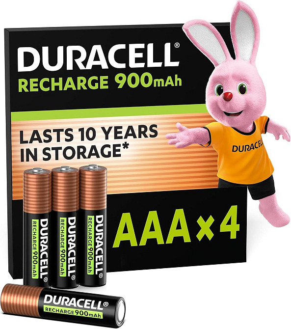Аккумулятор Duracell Recharge Ultra AAA 900 mAh черно‑серебристый NiMH предзаряженный 4 шт до 100 циклов Киев - изображение 1