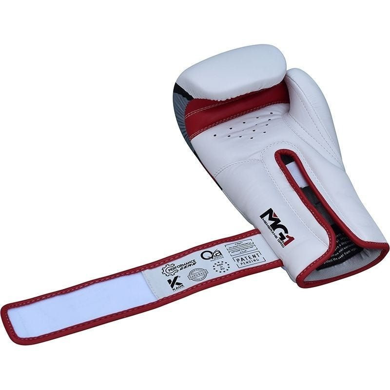 Боксерские перчатки RDX F7 Ego Red 14 унций с капой в комплекте белые с красным Киев - изображение 8