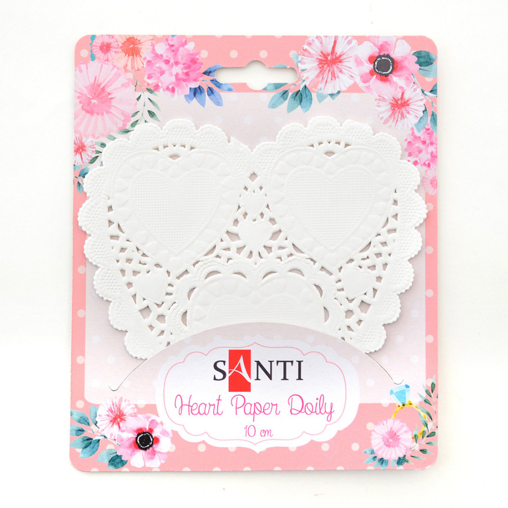 Набор серветок ажурних "Santi" 741686  в формі серця, колір білий, діаметр 10 см, 12 шт., шт Київ - фото 1