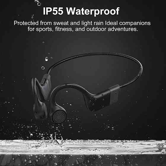 Навушники Hanmer Bone Conduction Bluetooth 5.3, бездротові спортивні навушники відкритого типу, кісткова провідність, IP55, чорні Київ