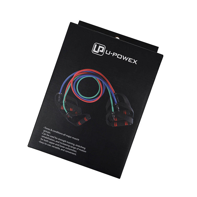 Трубчастий еспандер для фітнесу з ручками U-POWEX Latex resistance tube 20LB Green (9 кг.) Кам'янське - фото 10
