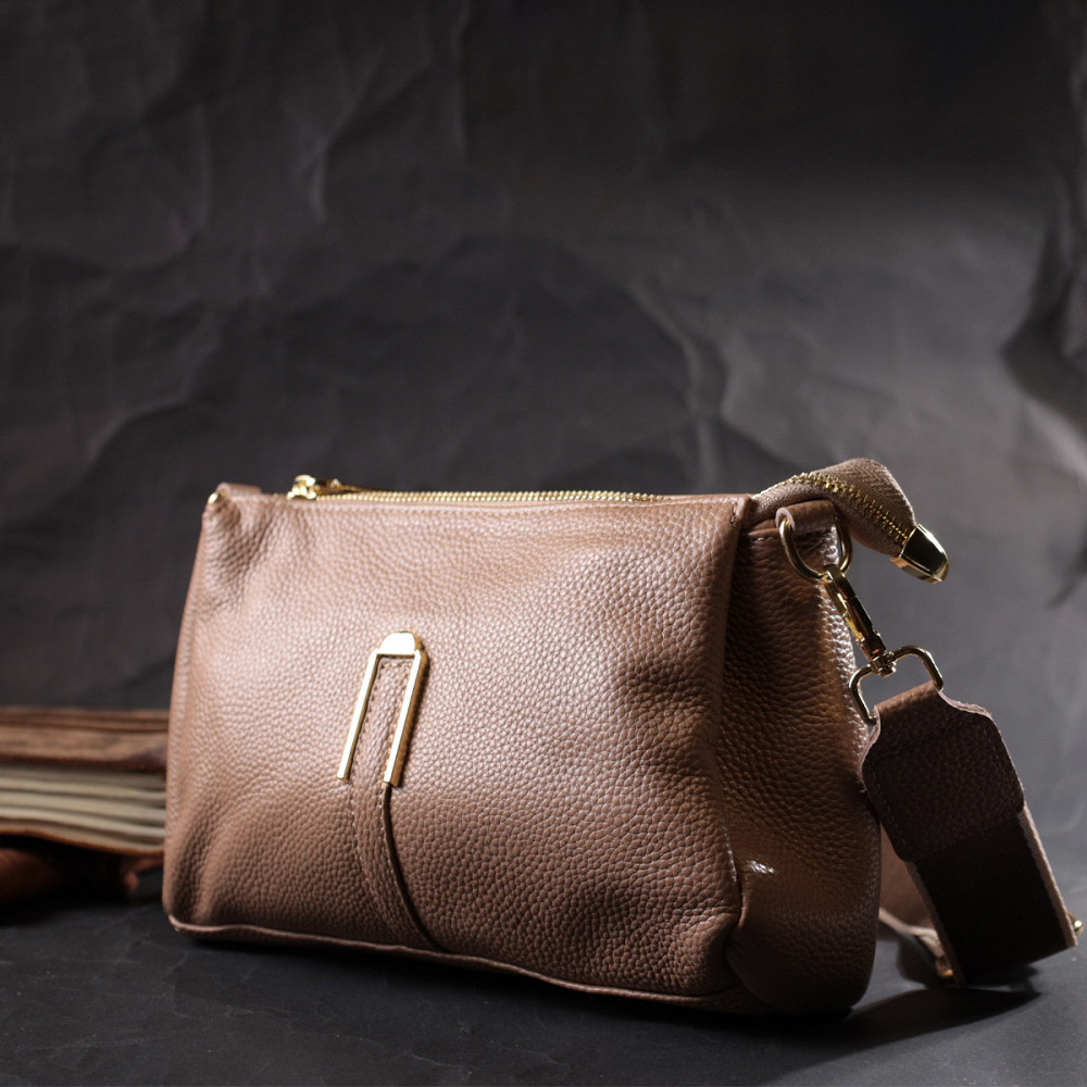 Оригінальна сумка через плече з натуральної шкіри Vintage 22289 Бежева Київ - фото 9