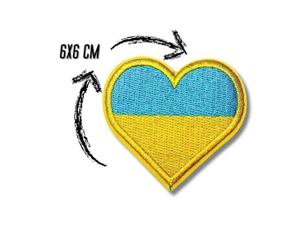 Аппликация для одежды нашивка Сердце Флаг Украина No2/6х6см ТМ Китай Киев - изображение 1