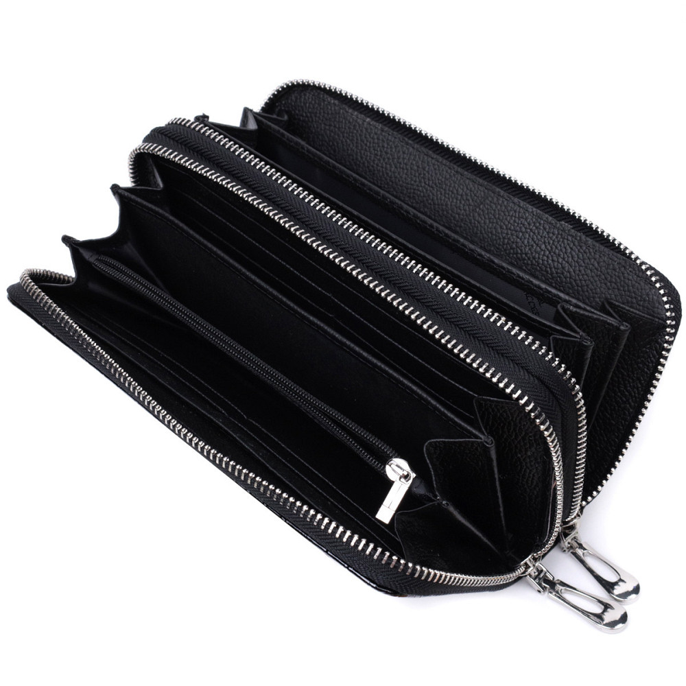 Стильний фактурний клатч на два відділення із лакованої натуральної шкіри ST Leather 22693 Чорний Київ - фото 6