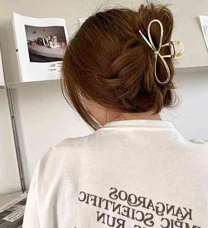Заколка краб бант металева золота для волосся велика шпилька затискач аксесуар Київ
