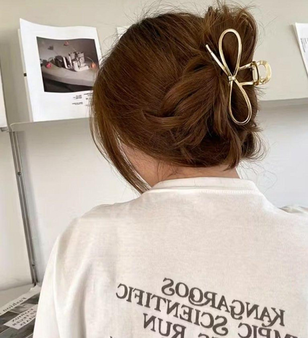 Заколка краб бант металева золота для волосся велика шпилька затискач аксесуар Київ - фото 2