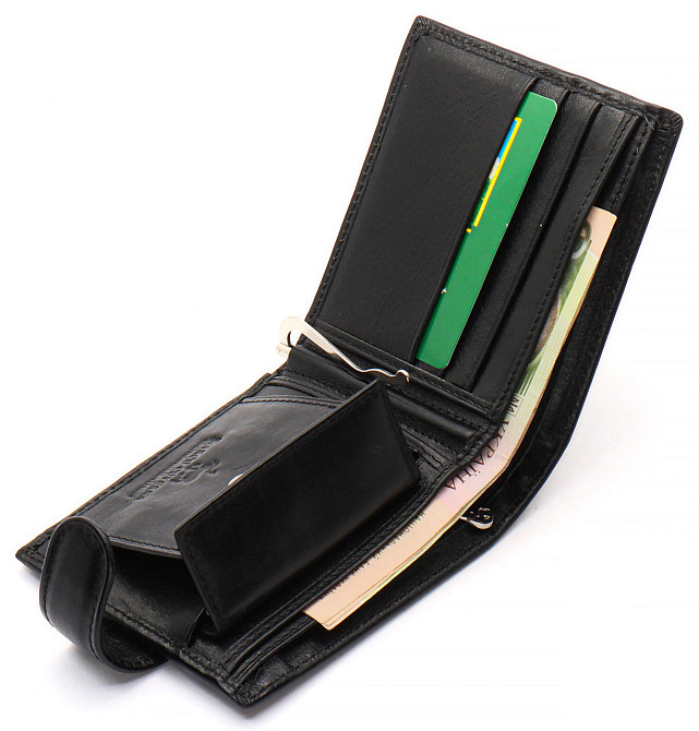 Мужской кошелек из натуральной кожи. Кожаный кошелек мужской портмоне из кожи Черный Marco Coverna Киев - изображение 7