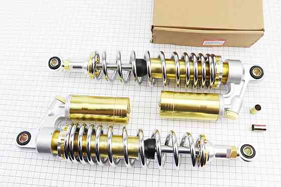 Амортизатор задній JH/CB/CG - 340мм*d60мм (втулка 12мм / втулка 10;12мм) газовий регул., хром к-кт 2шт Київ