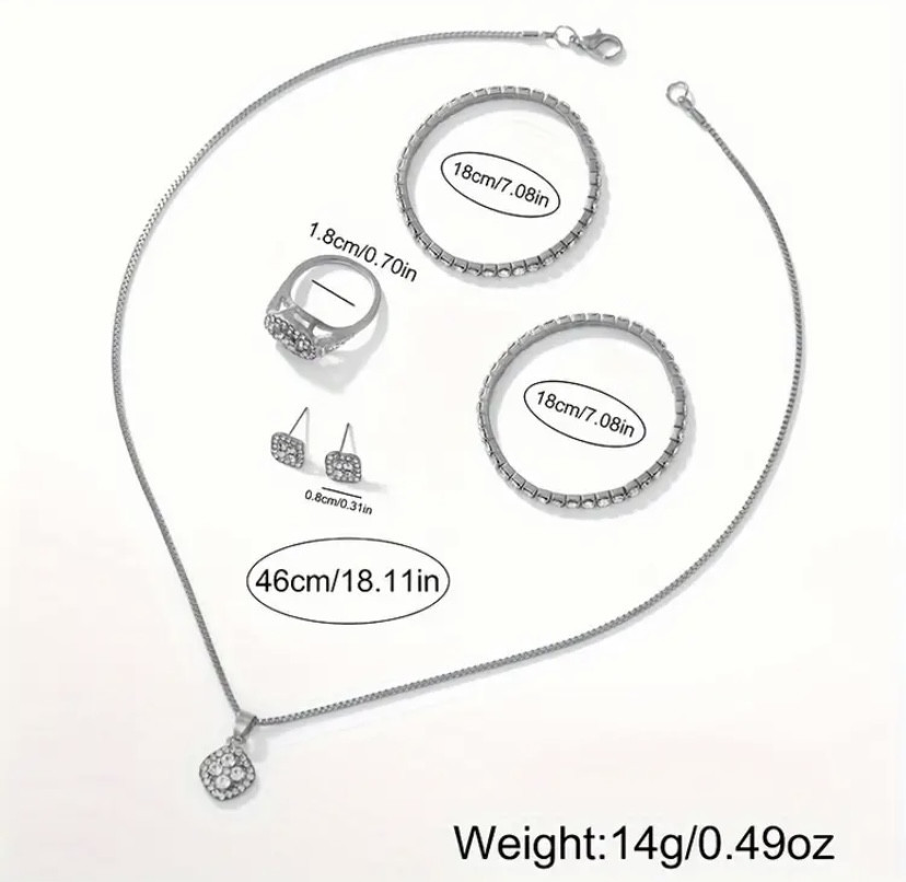 Подарунковий набір для жінок наручний годинник браслет кільце ланцюжок з кулоном і сережки сріблястий Київ - фото 5