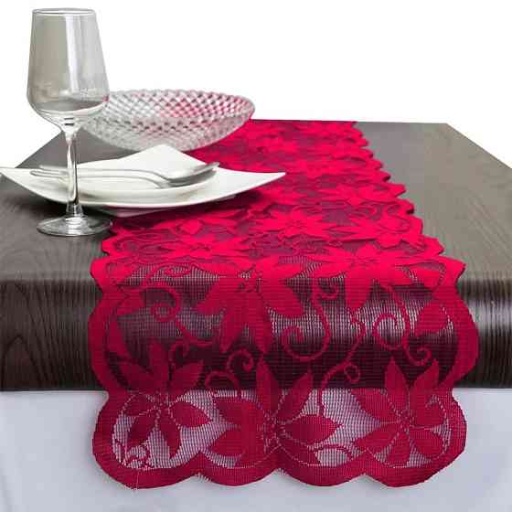 Новогодняя скатерть дорожка 180 на 33 см красный Киев