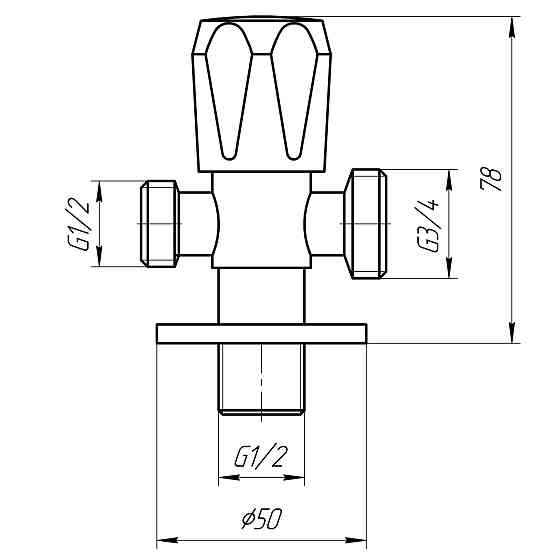Кран вентильний кутовий Professional 1/2″X1/2″X3/4″ NV-QP555 Тернопіль