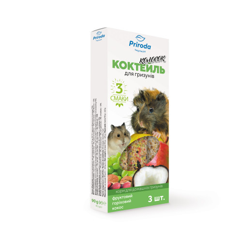 Ласощі Природа Колосок Коктейль для гризунів з фруктами горіхами та кокосом 90 г Київ - фото 1