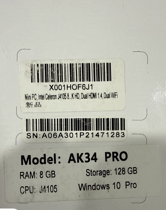 Mini PC AWOW AK34 Pro Intel J4105 8GB/128GB SSD Wi-Fi WIN10 PRO. Харьков - изображение 2