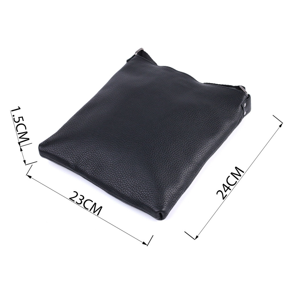 Тонкая сумка для мужчин через плечо из натуральной кожи Shvigel 22850 Черная Киев - изображение 9