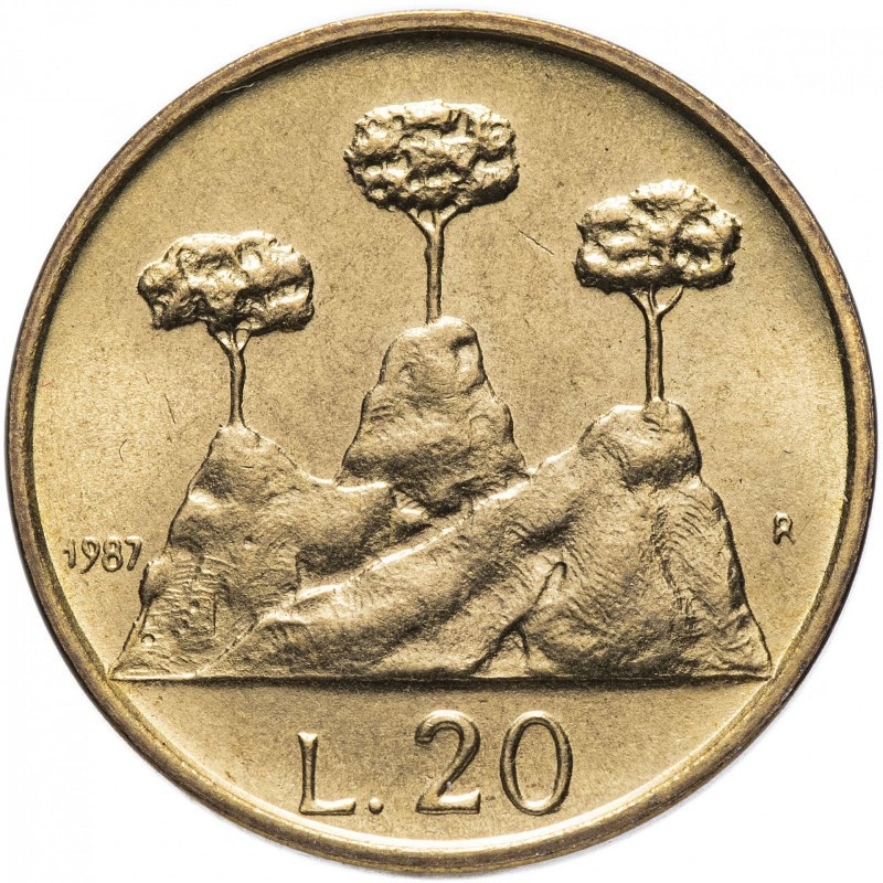 Монета 20 літрів. 1987 рік, Сан-Маріно.UNC Полтава - фото 1