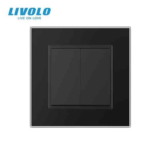 LIVOLO Двоклавішний перехресний вимикач LIVOLO чорний матовий скло Коломия