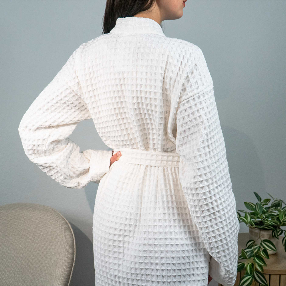 Вафельный халат женский воротник стойка с длинным рукавом YouStar 100% хлопок 380 г/м2 (Белый) S Сумы - изображение 6