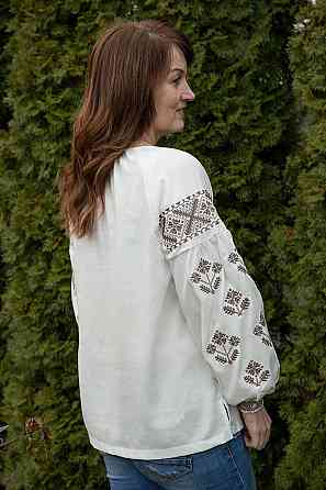 Вишиванка жіноча лляна, молочна топ Київ