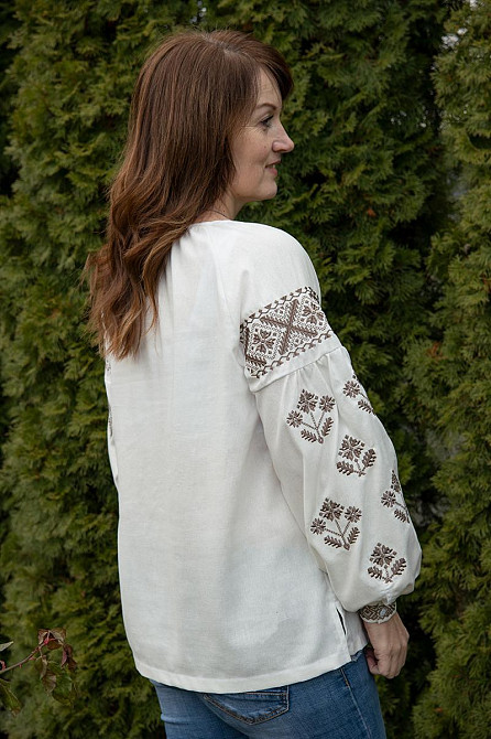 Вишиванка жіноча лляна, молочна топ Київ - фото 5