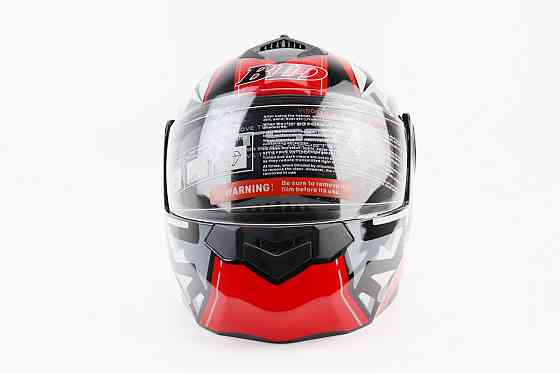 Шолом модуляр, закритий з відкидним підборіддям+відкидні окуляри BLD-159 S (55-56см), ЧОРНО-ЧЕРВОНИЙ Киев